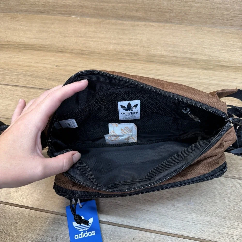 Adidas Rectangle 2.0 Crossbody Fanny Pack Waist Bag Preloved Brown/Black NWT